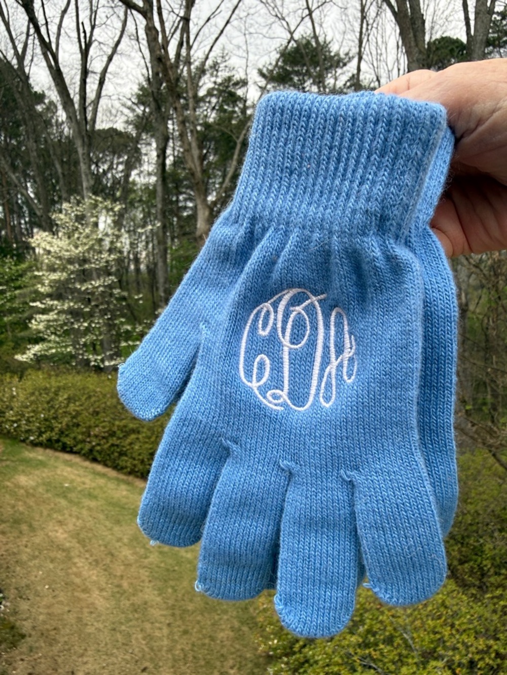 Gloves Monogrammed cDa (CAD) gloves Carolina/Columbia Blue S/M adult knit NEW